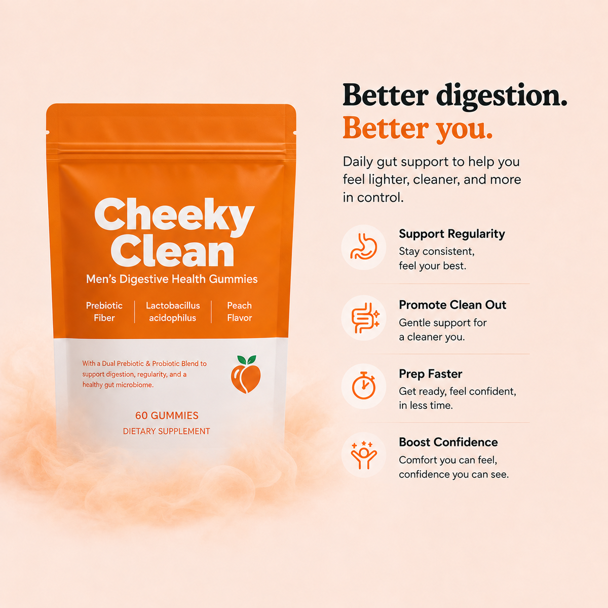 Cheeky Clean™ Prebiotic Fiber + Probiotic Power Gummies