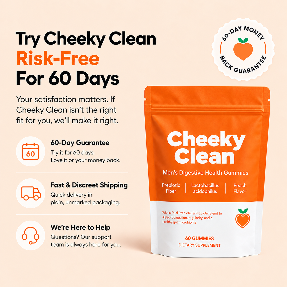 Cheeky Clean™ Prebiotic Fiber + Probiotic Power Gummies